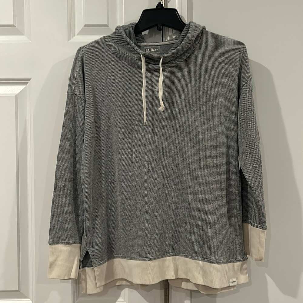 L.L Bean Waffle Print Hooded Shirt